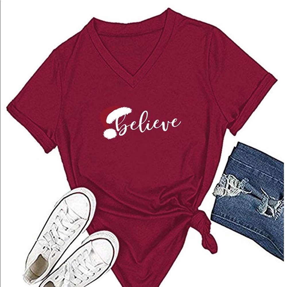Santa Hat Believe Tshirt
